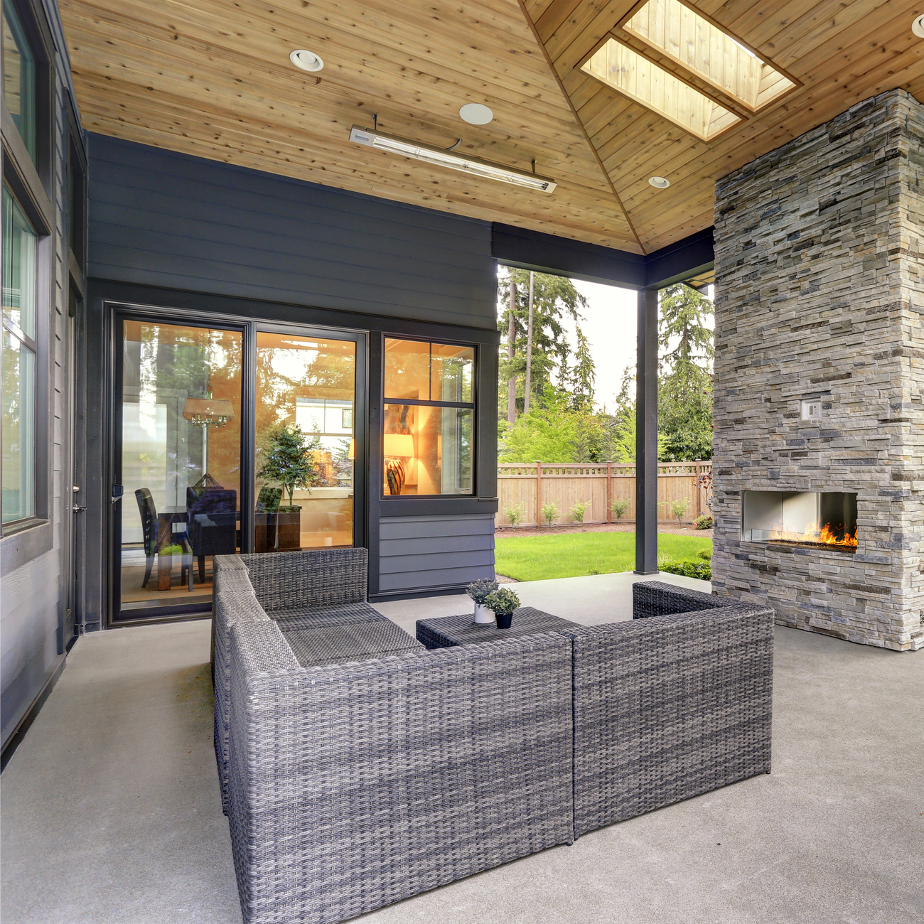H-H-Contractors-Services-Landscape-patios outdoor living spaces - outdoor patio seating area with fireplace
