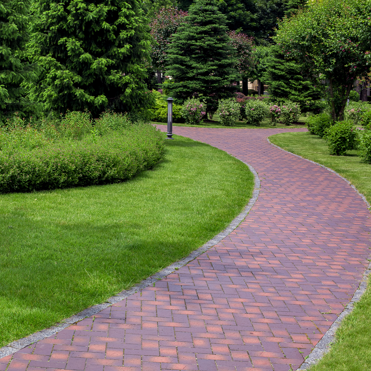 H-H-Contractors-Services-Landscape-Image Commercial Landscape - colored brick walkway through garden areas Landscaping Gallery