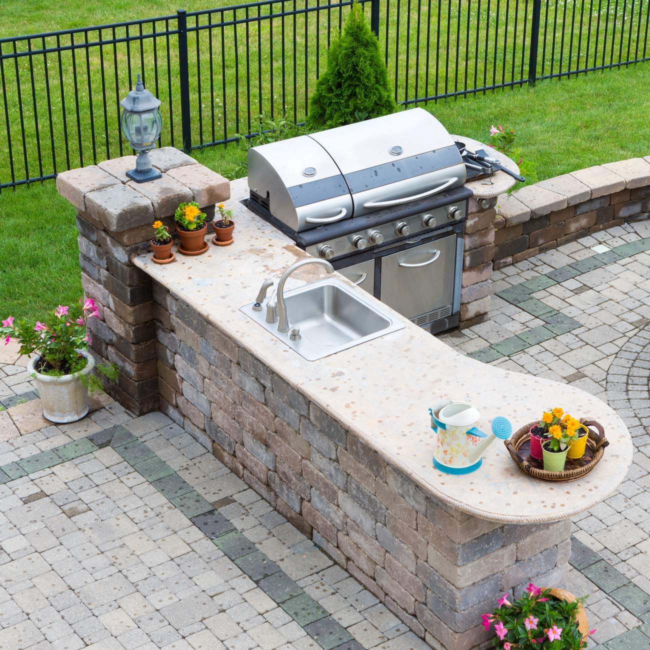 H-H-Contractors-Services-Landscape- outdoor living outdoor living spaces kitchenette and barbeque area with patio