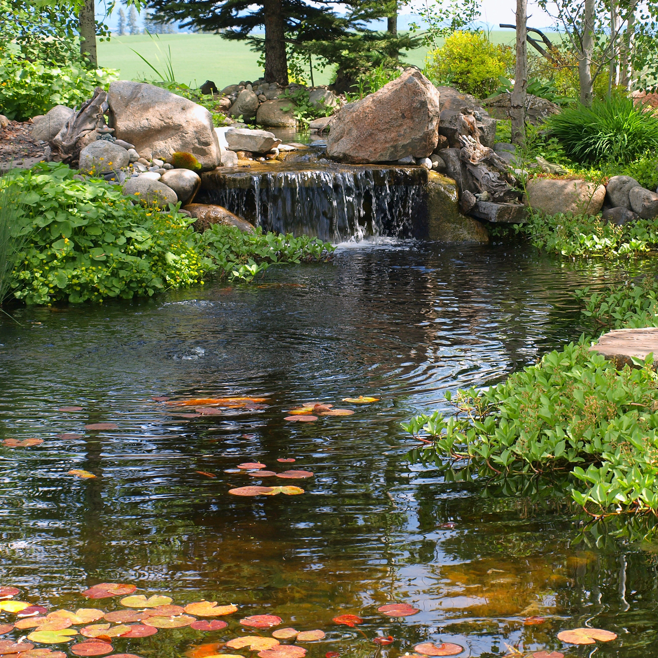 H-H-Contractors-Services-Landscape- with water feature Water falls and Ponds - Landscaping with boulders and water feature Landscaping Gallery