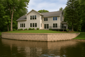 Residential lakeshore Retaining wall (cement block)
