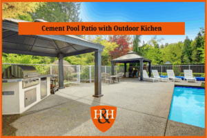 Cement Pool Patio with Outdoor Kitchen