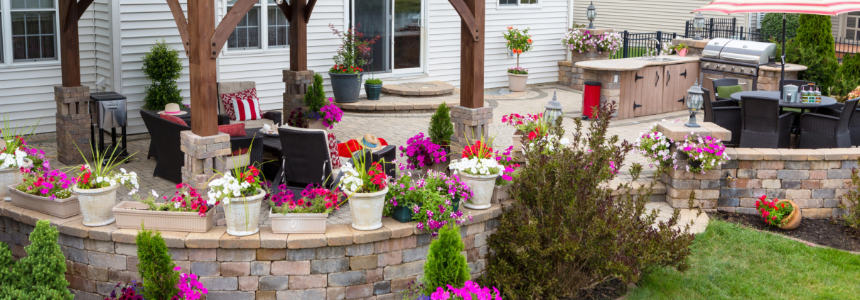 retaining walls, patios, concrete