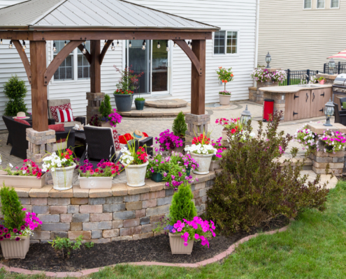 retaining walls, patios, concrete