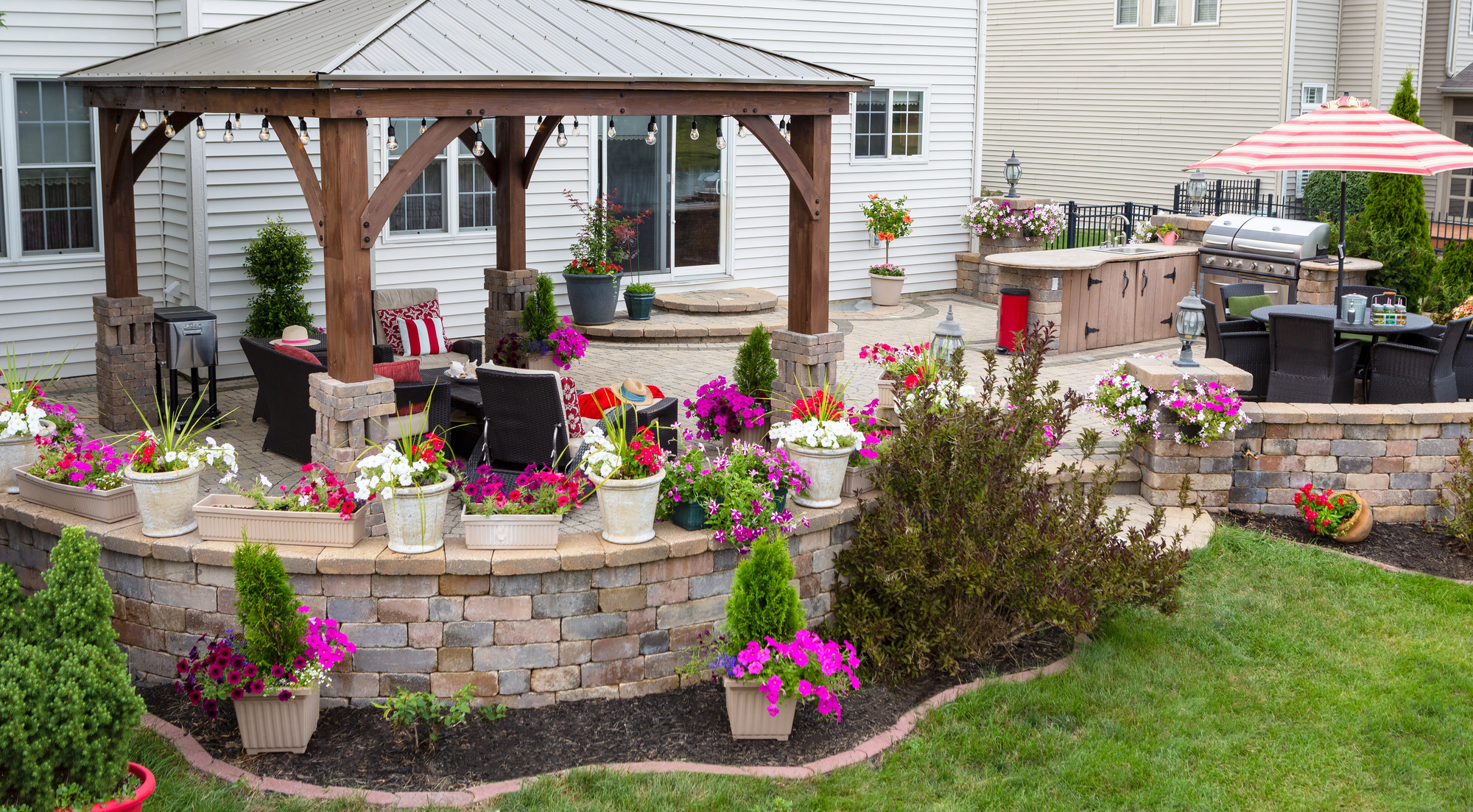retaining walls, patios, concrete