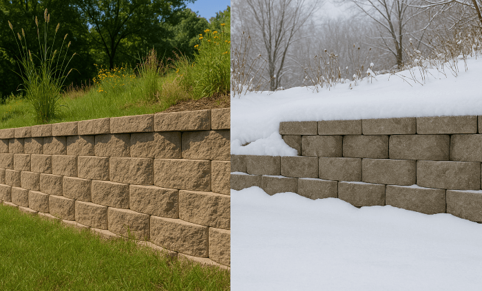 retaining wall in MN weather