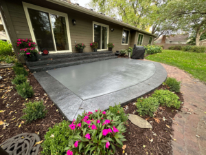 backyard concrete patios with garden surround