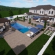 3D backyard landscape design with in ground pool