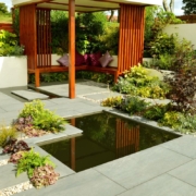 Garden Patio H&H feature Garden Patio with water feature installation H&H feature